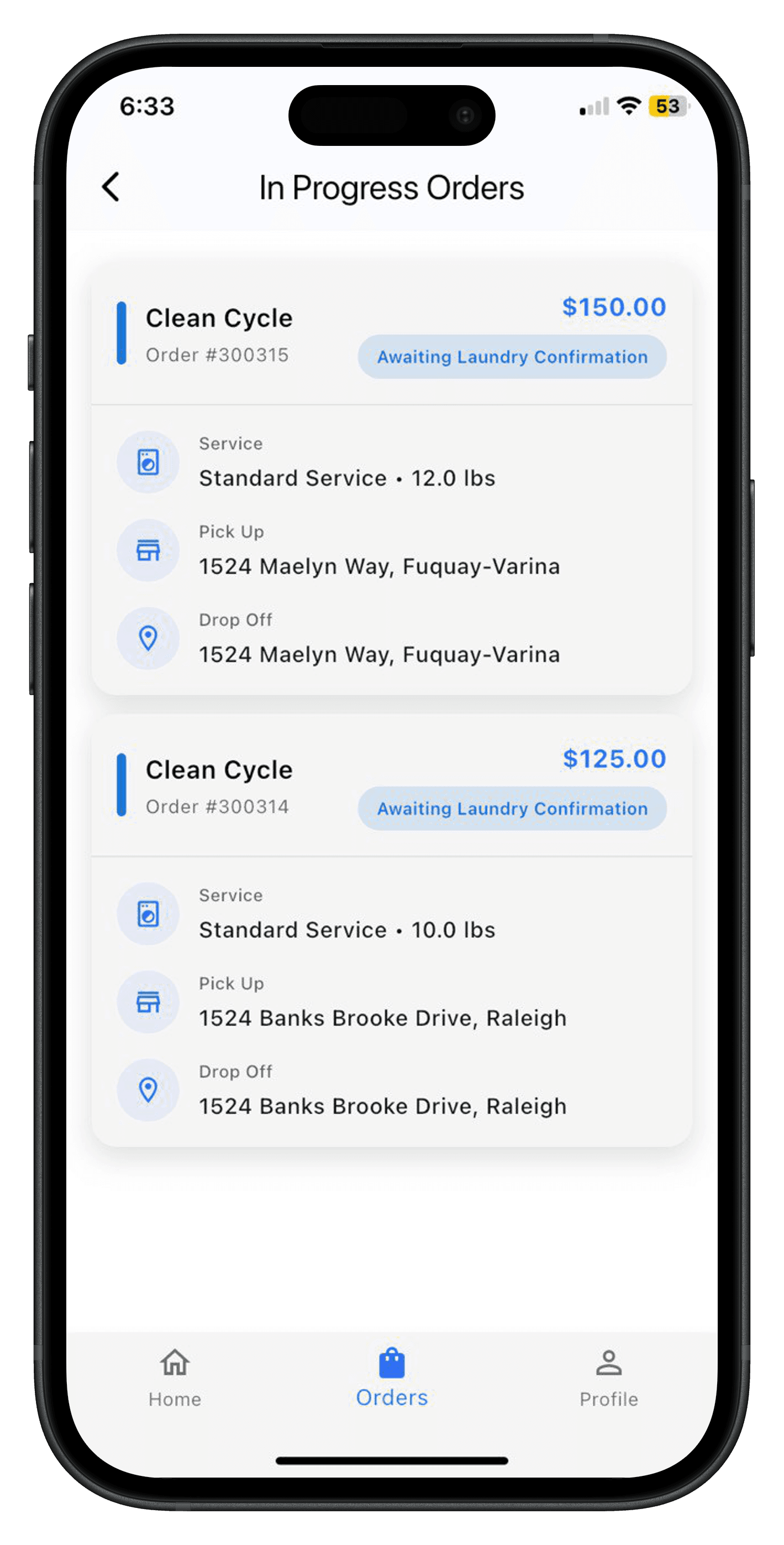 Real-time order tracking